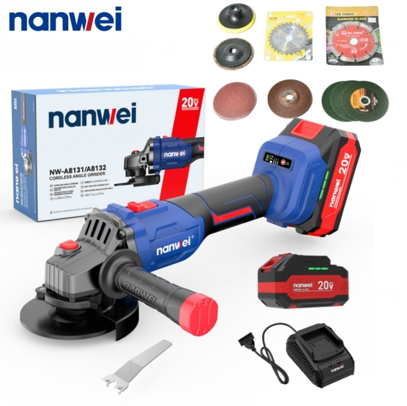 NW-A8312 Brushless Cordless Angle Grinder M14 Grinding Machine Cutting Electric Grinder 20V for 18V Battery Power Tool DIY Trigger