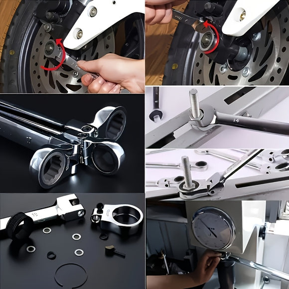 N-00055 Ratchet Spanner Wrench Set 8-22mm Gear Ring Ratcheting Combination Wrench Kit Metric Flexible Head with Canvas Bag