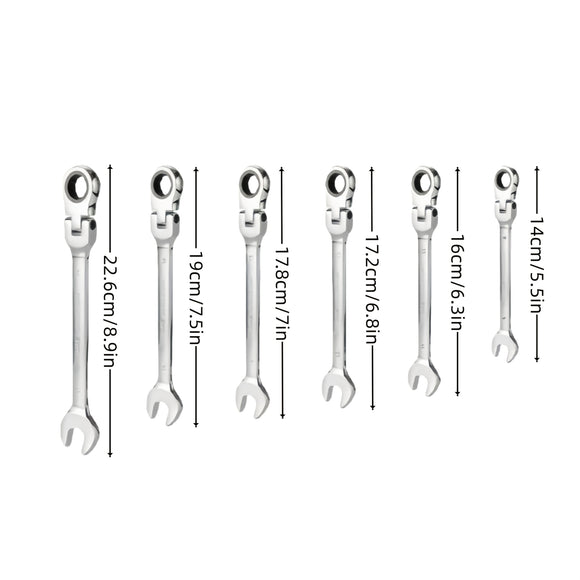 N-00055 Ratchet Spanner Wrench Set 8-22mm Gear Ring Ratcheting Combination Wrench Kit Metric Flexible Head with Canvas Bag