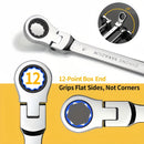 N-00055 Ratchet Spanner Wrench Set 8-22mm Gear Ring Ratcheting Combination Wrench Kit Metric Flexible Head with Canvas Bag-8