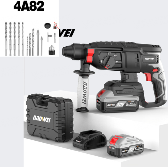 5261-NANWEI 4.0Ah 21V Power Hammer Drills Cordless Electric Brushless Rotary Hammer Machine Power Tools